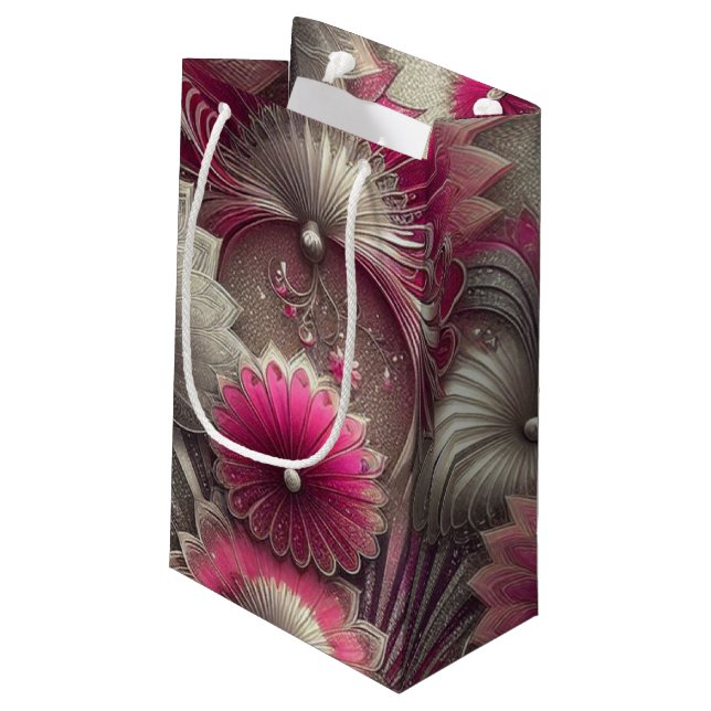 Art nouveau Rosa och Silver Fläkt (Baksidan Vinklad)