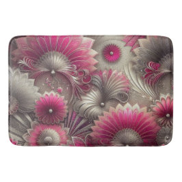 Art nouveau Rosa och Silver Fläkt Badrumsmatta