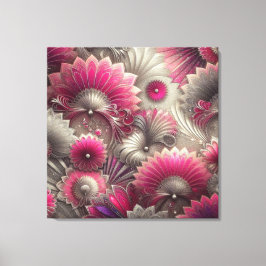 Art nouveau Rosa och Silver Fläkt Canvastryck