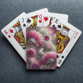 Art nouveau Rosa och Silver Fläkt Casinokort