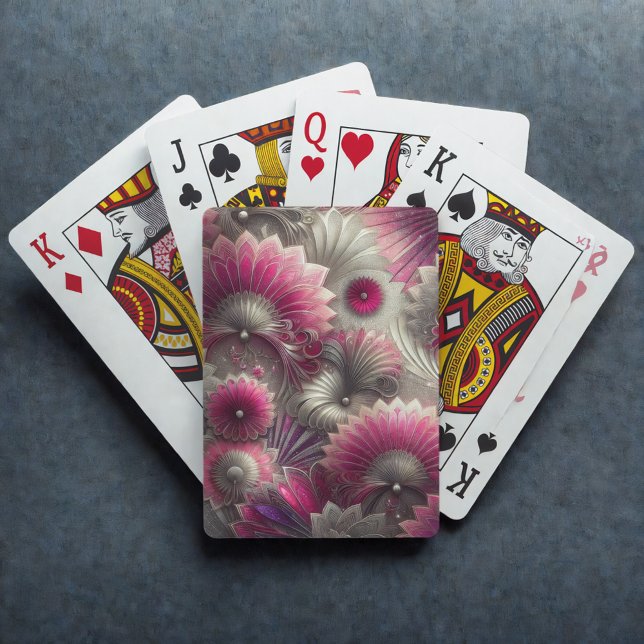 Art nouveau Rosa och Silver Fläkt Casinokort (Skapare uppladdad)