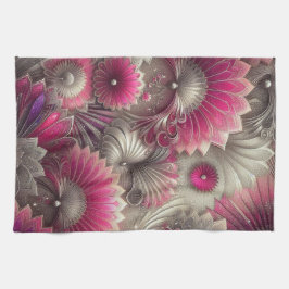 Art nouveau Rosa och Silver Fläkt Kökshandduk