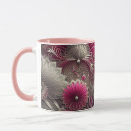 Art nouveau Rosa och Silver Fläkt Mugg