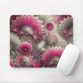 Art nouveau Rosa och Silver Fläkt Musmatta
