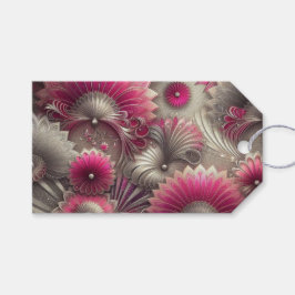 Art nouveau Rosa och Silver Fläkt Presentetikett