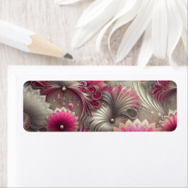 Art nouveau Rosa och Silver Fläkt Returadress Etikett
