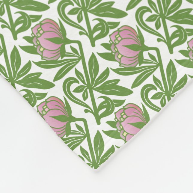 Art nouveau rosa vatten ligger tapet fleecefilt (Hörn)