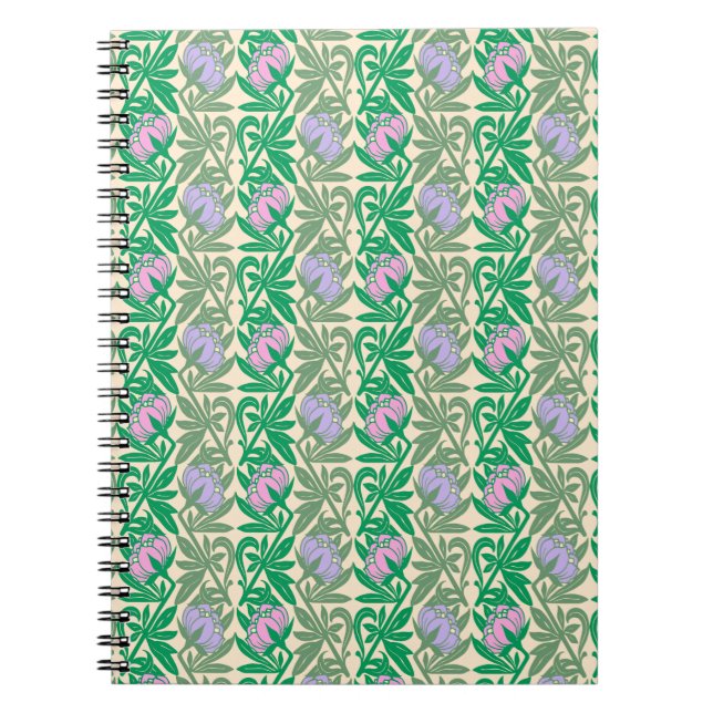 Art nouveau rosa vatten liljeläsk anteckningsbok (Framsidan)