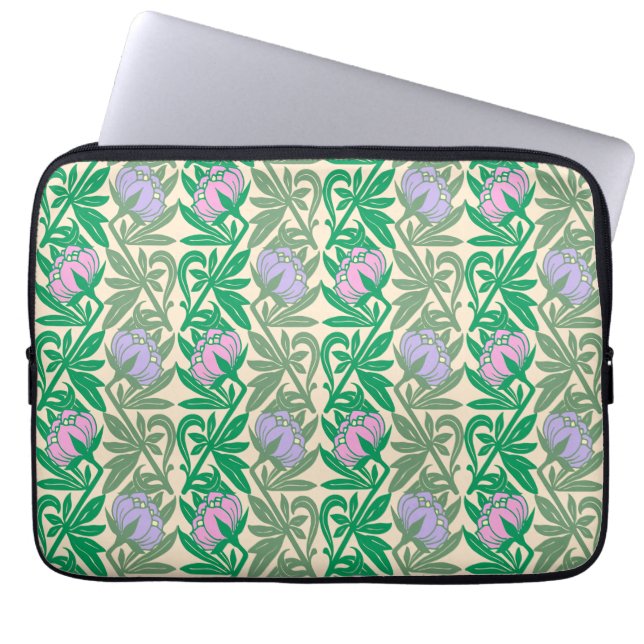 Art nouveau rosa vatten liljeläsk laptop sleeve (Framsidan)