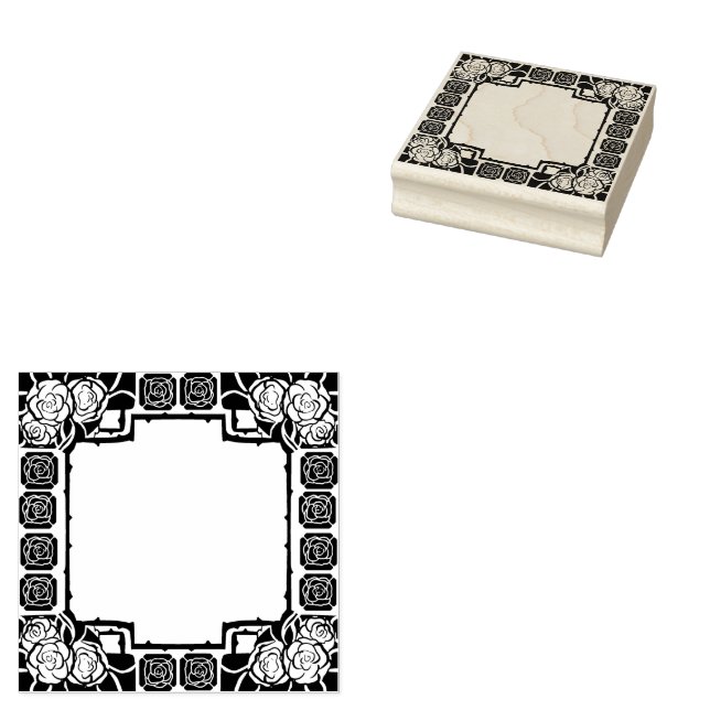 Art Nouveau Rose Border Rubber Stamp Stämpel (Stämplad)