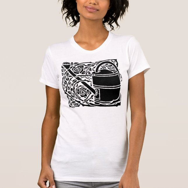 Art Nouveau Rosor och Vattningskanna T Shirt (Framsida)