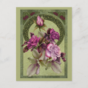 art nouveau Rosor Vykort