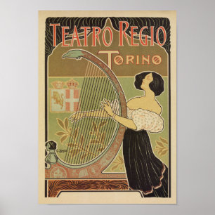 Art nouveau Royal Opera House Turin Torino Poster