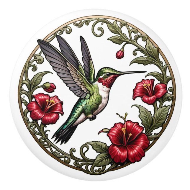Art Nouveau Rubinstrupekolibri Knopp (Framsidan)