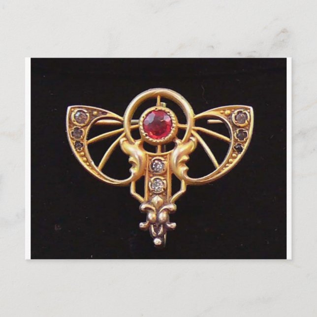 art nouveau Ruby Paste PIN 2 Vykort (Framsida)