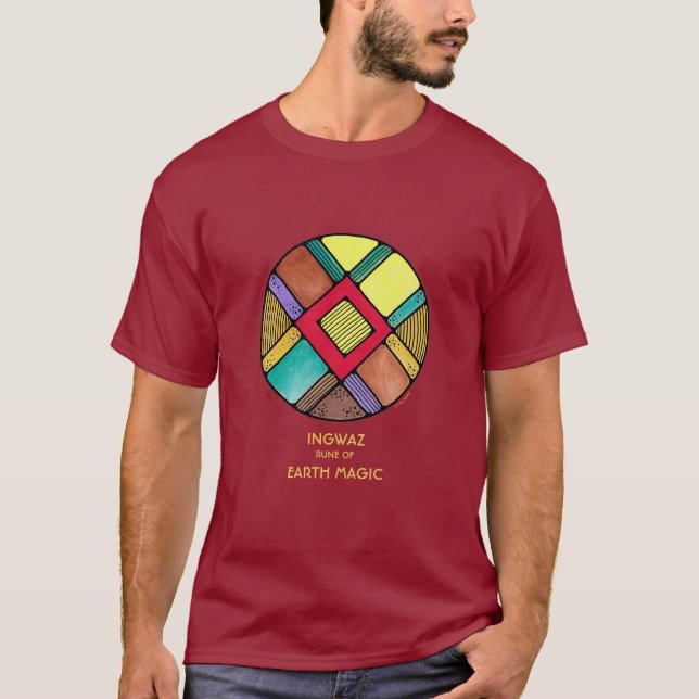Art nouveau Rune Shirt Ingwaz - Earth Magic T (Framsida)