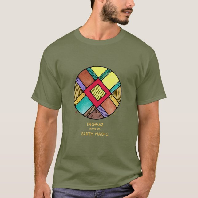 Art nouveau Rune Shirt Ingwaz - Earth Magic T Shirt (Framsida)