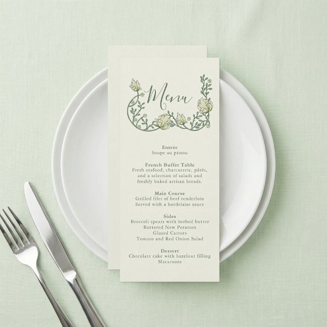 Art Nouveau Sage Botanical Wedding Menu Meny (Art Nouveau Sage Botanical Wedding Menu)