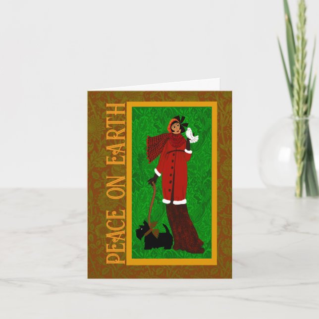 Art nouveau Scotty Hund Helgdag Card Tack Kort (Framsida)