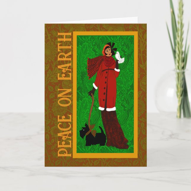 Art nouveau Scotty Hund Helgdag Card Tack Kort (Framsida)