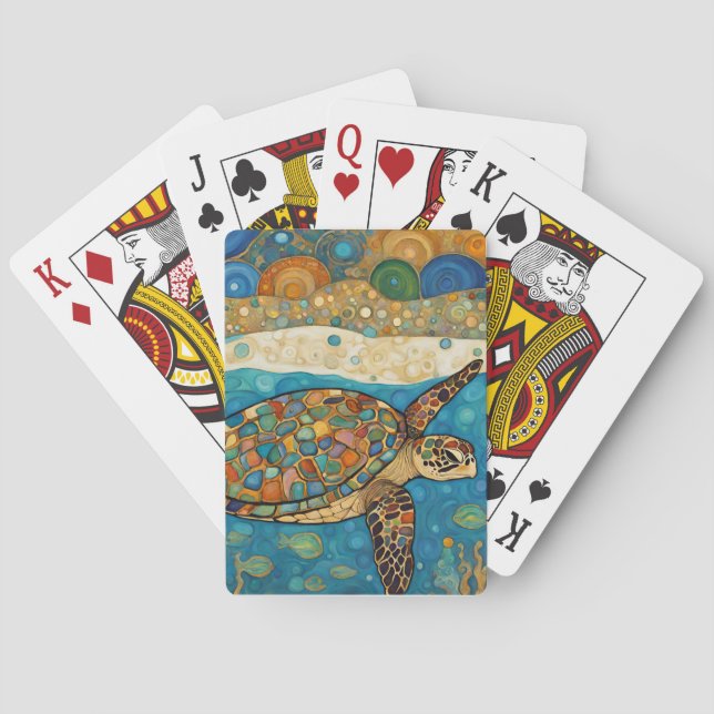 Art nouveau Sea Turtle Casinokort (Baksidan)