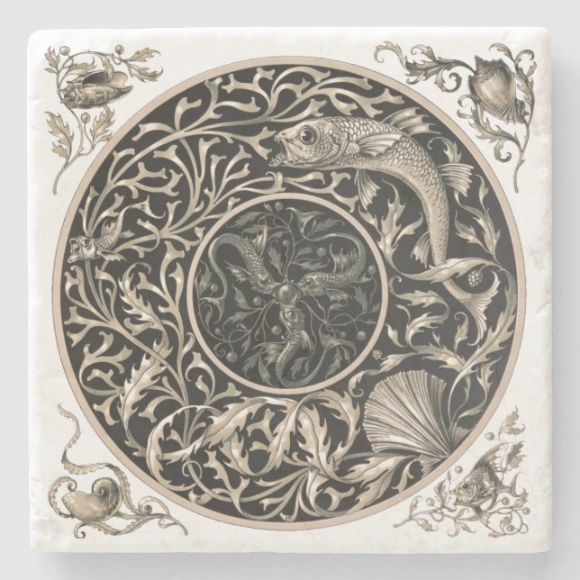 Art nouveau Seashells & Fish by Anton Seder Stenunderlägg (Framsidan)