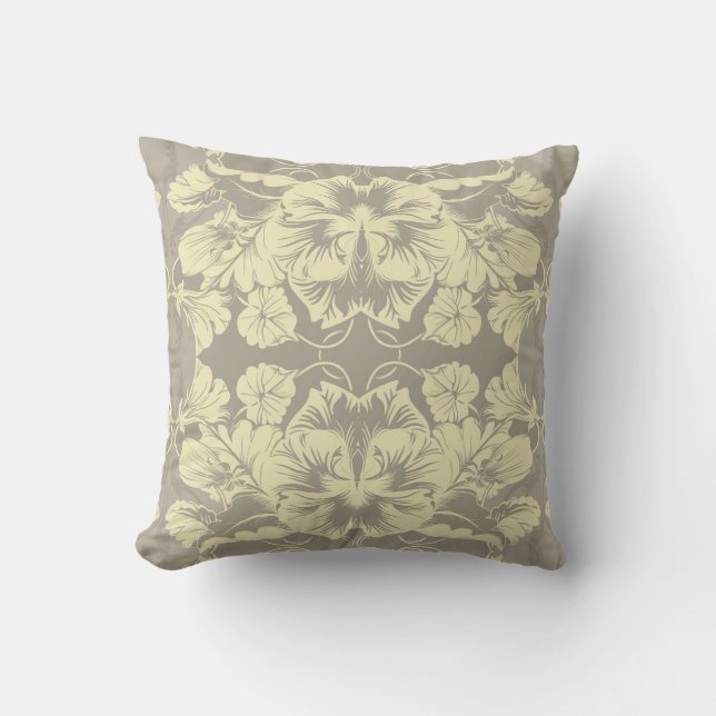 Art nouveau Shades of Grått Pansy Pillow Kudde (Framsida)