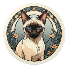 Art nouveau Siamese Cat Knopp
