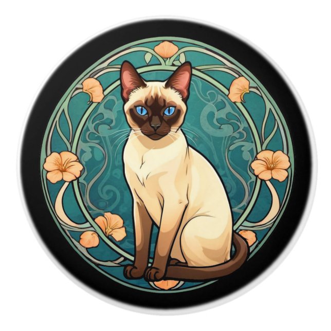 Art Nouveau Siamesisk Katt Knopp (Framsidan)