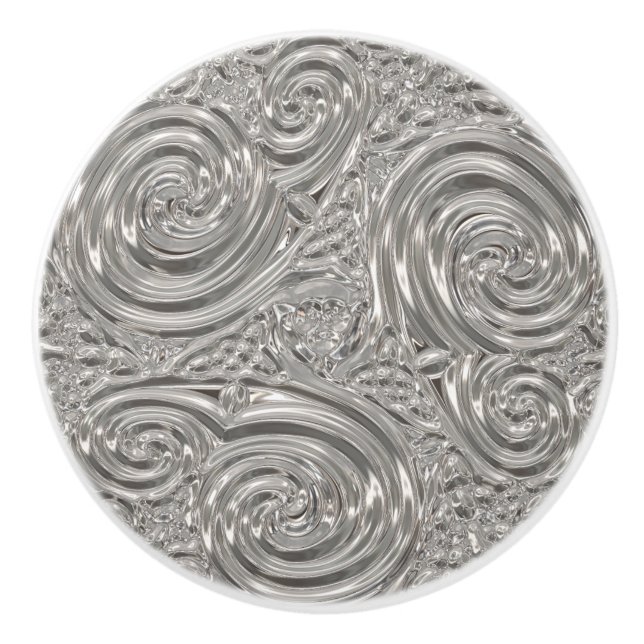 Art nouveau silver graverad abstrakt knopp (Framsidan)