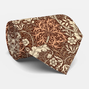 Art nouveau Sjögräs Blommigt, Brown och Beige Slips