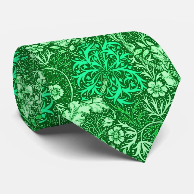 Art nouveau Sjögräs Blommigt, Emerald Grönt Slips (Rullad)