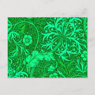 art nouveau Sjögräs Blommigt, Emerald Grönt Vykort