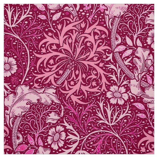 Art nouveau Sjögräs Blommigt, Fuchsias Rosa Tyg (Provkarta)
