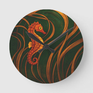 Art Nouveau Sjöhäst  Rund Klocka