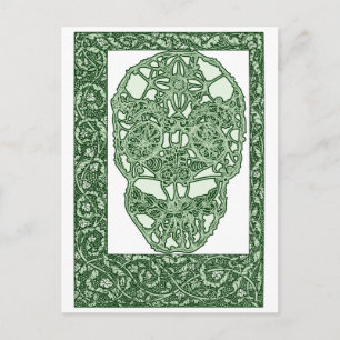 Art nouveau Skull Grönt Day of the dead Vykort
