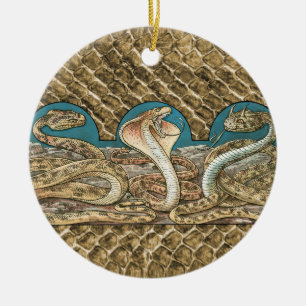 Art nouveau Snake Trio Julgransprydnad Keramik