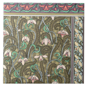 Art nouveau snöblomma mönster kakelplatta