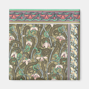 Art nouveau snöblomma mönster magnet