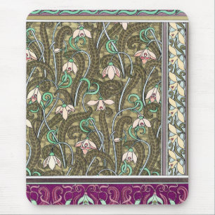 Art nouveau snöblomma mönster musmatta