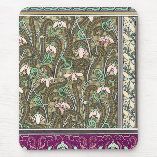 Art nouveau snöblomma mönster musmatta (Framsidan)