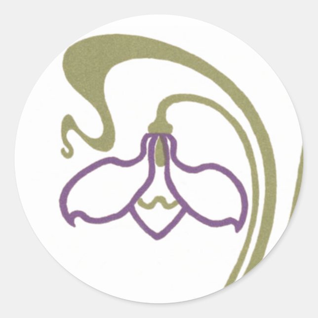 Art Nouveau Snödroppa Runt Klistermärke (Framsida)