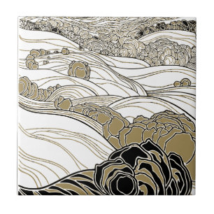 Art nouveau Snyggt Land Rolling Backe Kakelplatta