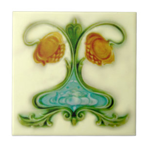 Art nouveau Soft Färger Lea & Boulton c1900 Repro Kakelplatta