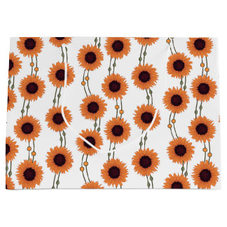 Art Nouveau Solros Retro Blommiga Ränder Orange