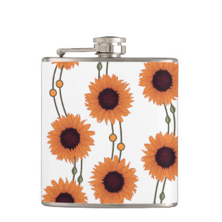 Art Nouveau Solros Retro Blommiga Ränder Orange Fickplunta