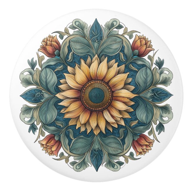 Art nouveau Solrosmedallion Knopp (Framsidan)