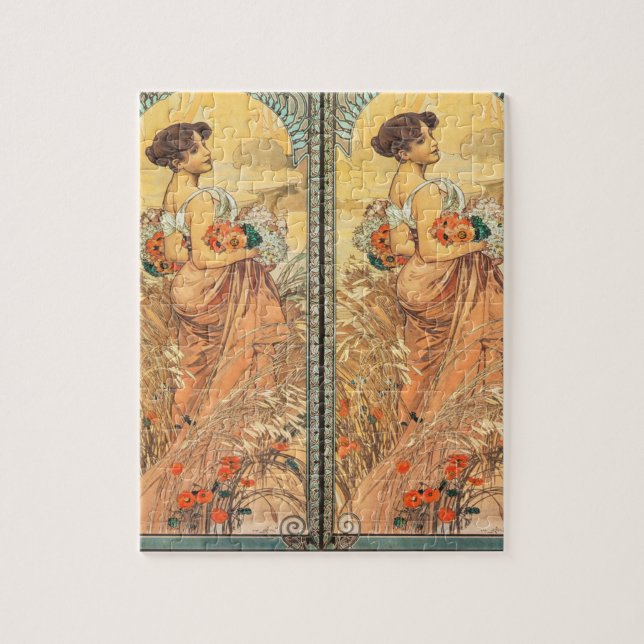  Art Nouveau sommar av Alphonse Mucha  Pussel (Vertikal)