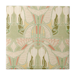 art nouveau söt blommigt mönster kakelplatta