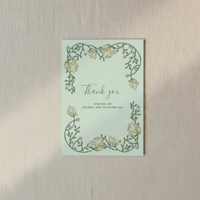 art nouveau söt ram tack (Green Art Nouveau pretty frame thank you)